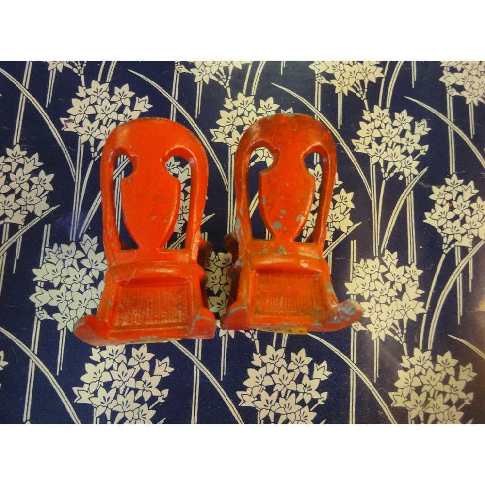 vintage salt‎ & pepper shaker cast iron man woman rocking chairs 4 pieces